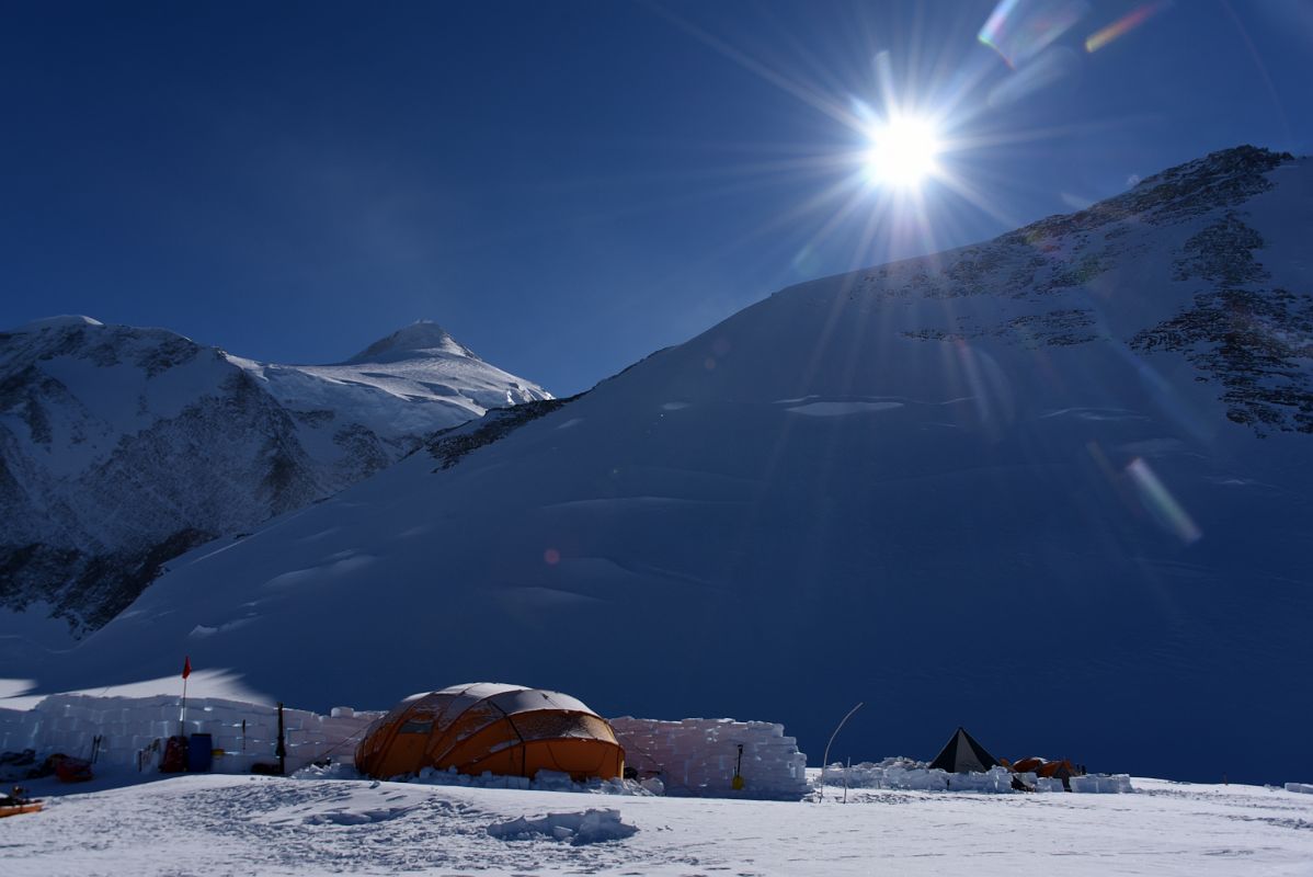 03E Mount Shinn, The Ridge To High Camp And The Dining Tent Morning From Mount Vinson Low Camp